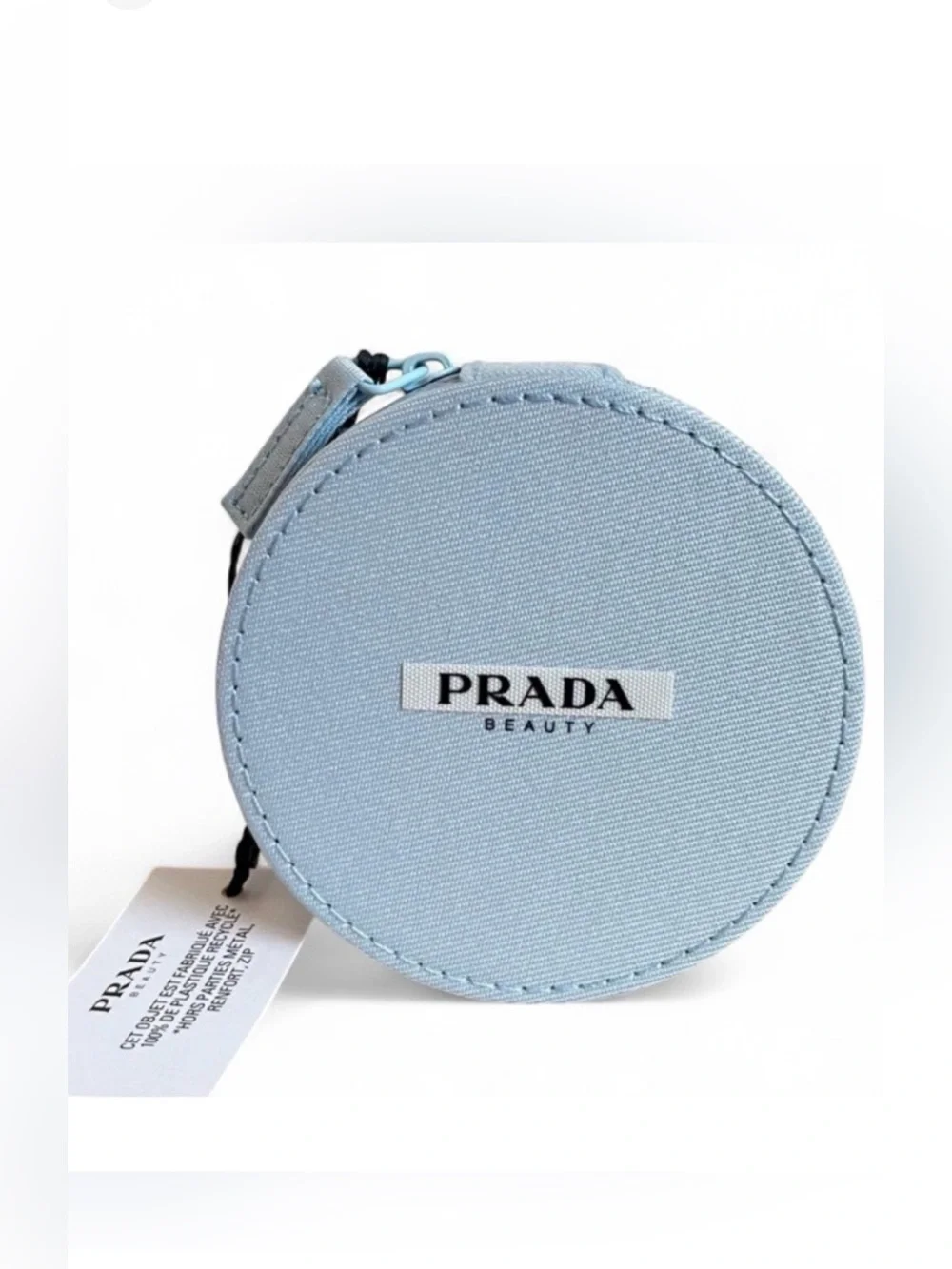 Prada Light Blue Round Travel Cosmetic Case